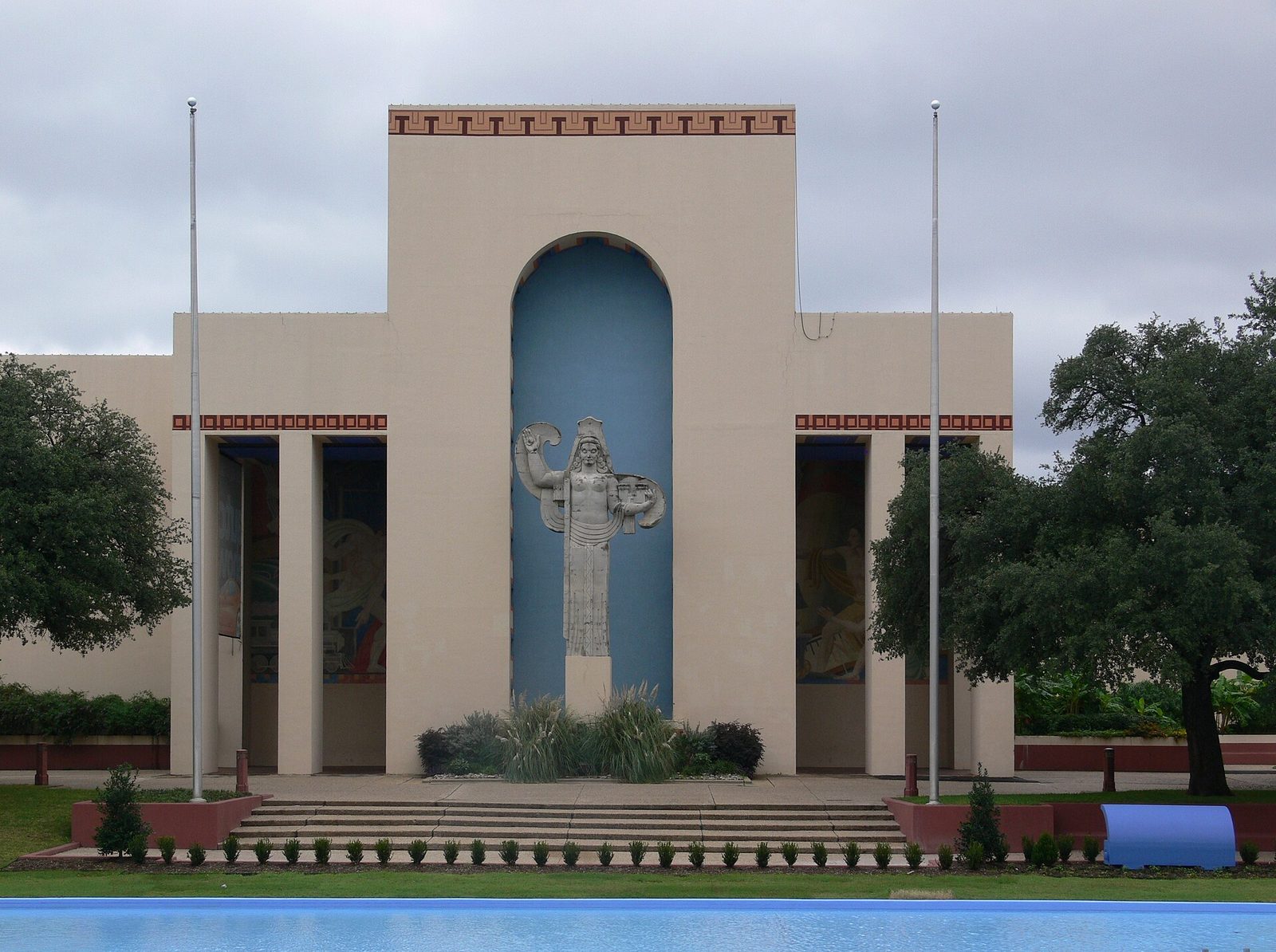 The art deco Esplanade buildings and reflecting pool at Fair Park in Dallas
