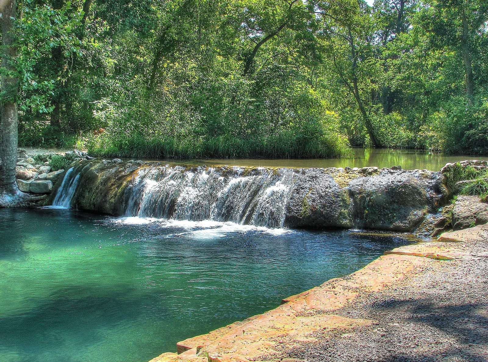 Little Niagara Falls, a low wide waterfall on Travertine Creek at Sulphur, Oklahoma