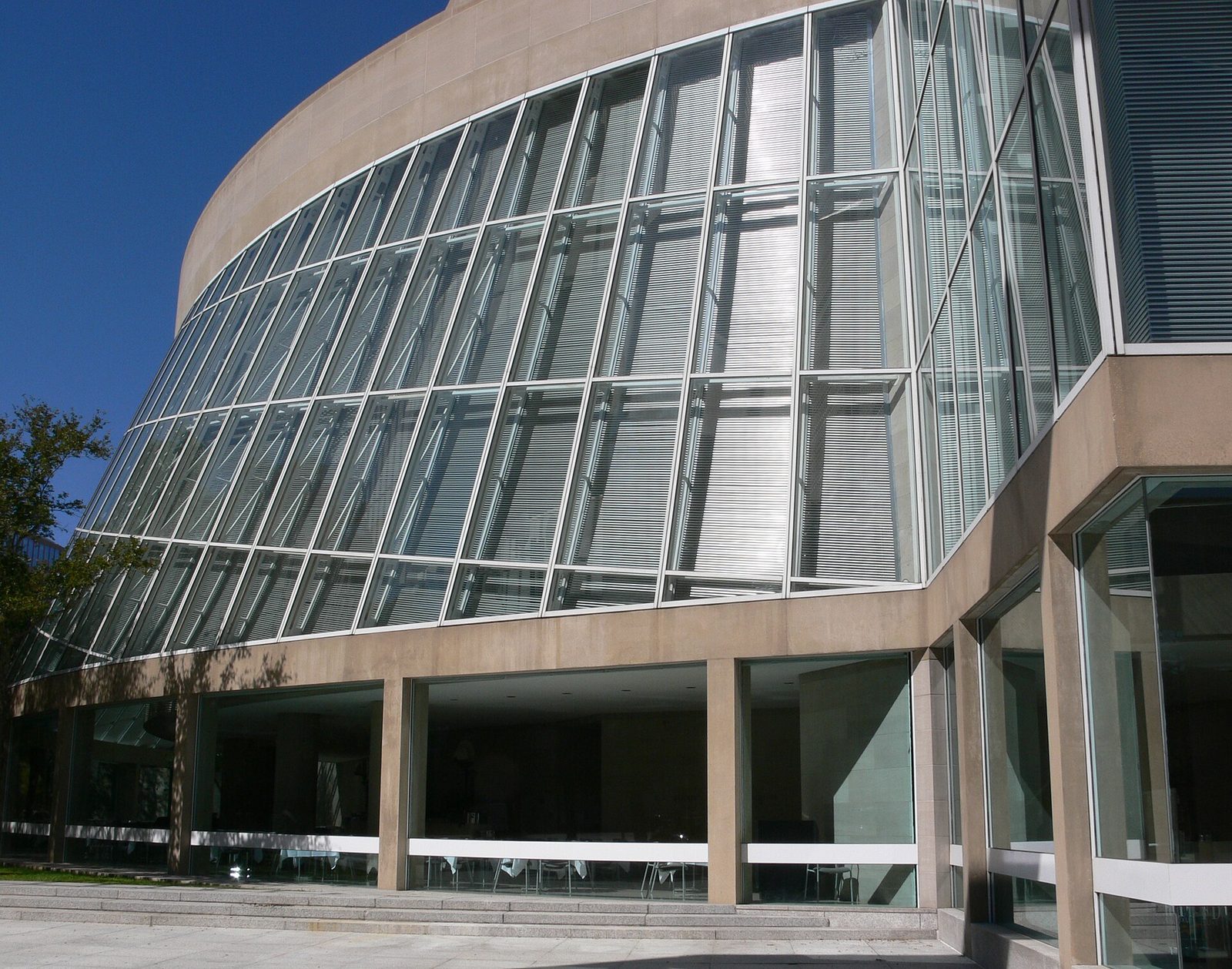 The Meyerson Symphony Center in Dallas, a curved glass and limestone concert hall in the Arts District